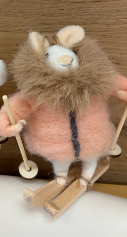 Image of Skiing Mouse Felted Ornament
