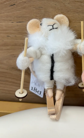 Image of Skiing Mouse Felted Ornament