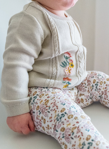 Image of Floral Jersey Stretch Baby Legging Pants (Organic Cotton)