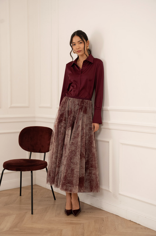 Image of Satin Top - Burgundy