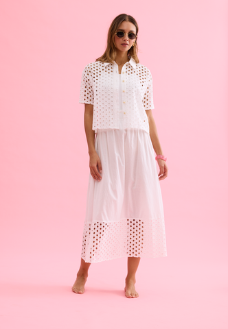 Image of Eyelet Spring Top- White