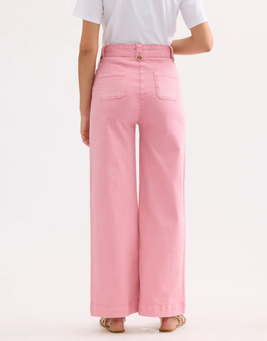 Image of Wide High-Waisted Jeans- Pink