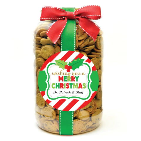 Image of Personalized Christmas Cookies- Merry Christmas Stripes