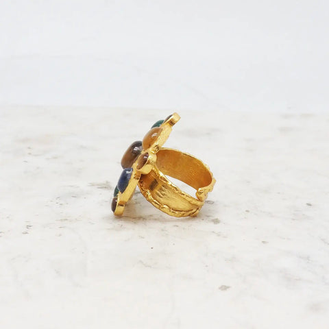 Image of Gold Multi Stone Adjustable Ring