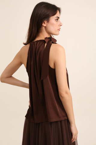 Image of Elisabeth Satin Top- Brown
