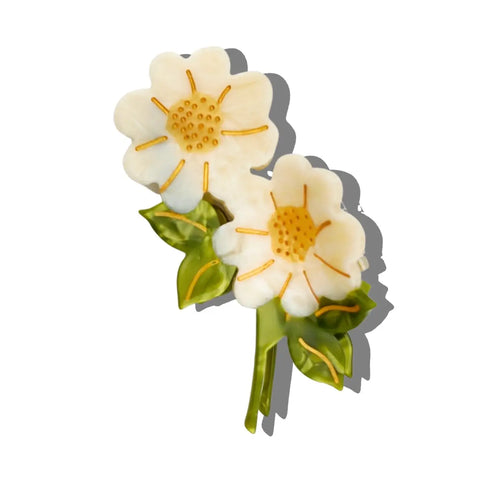 Image of Hand-Painted Vintage Daisy Stem Claw Hair Clip | Eco-Friendly