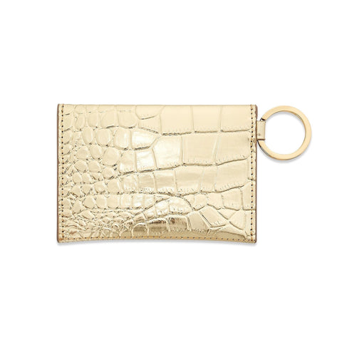 Image of O-ring Mini Envelope Wallet Gold Crocodile