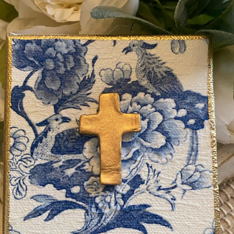 Image of Chinoiserie Gold Gilded Cross Canvas Art