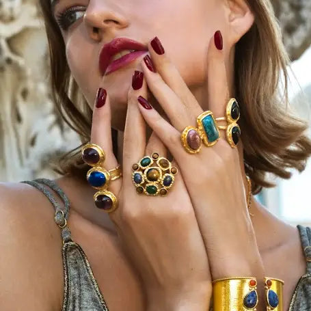 Image of Gold Multi Stone Adjustable Ring