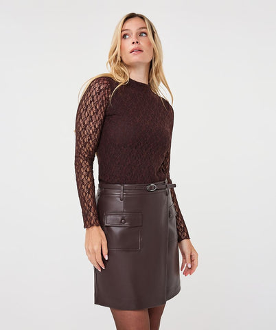 Image of Lace Top- Brown