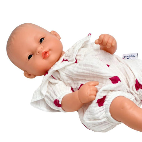 Image of White and Pink Hearts Muslin Romper (Soft Body)