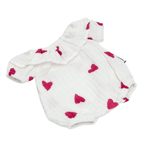 Image of White and Pink Hearts Muslin Romper (Soft Body)