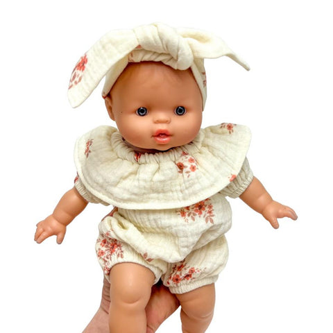 Image of Cream Muslin Flower Romper (Soft Body)