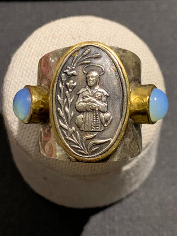 Image of Antique Religious Metal Ring -