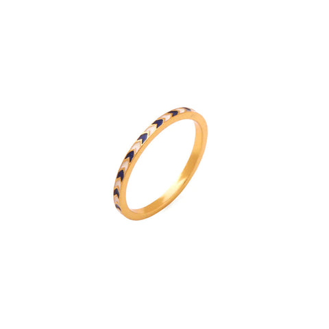Image of Stack Ring Chevron - black and ivory (s7)