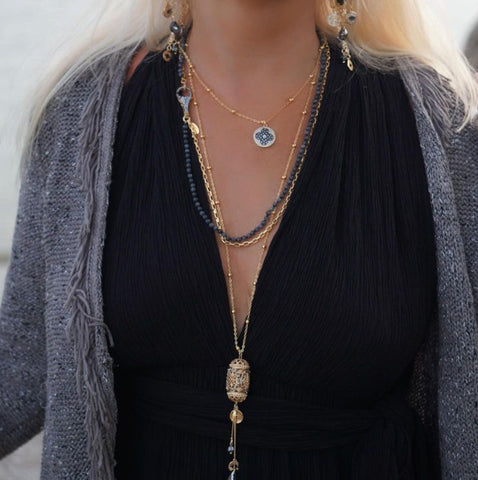 Image of Black and Gold Layered Necklace