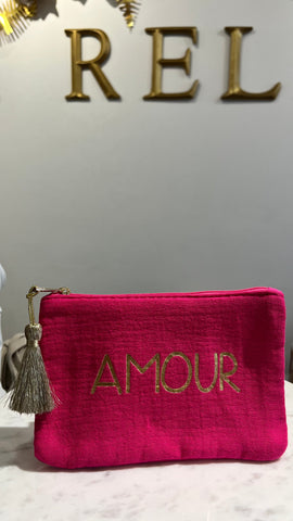 Image of "love" pouch with pompom