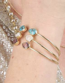 Image of Gold Cuff with Semi Precious Stone