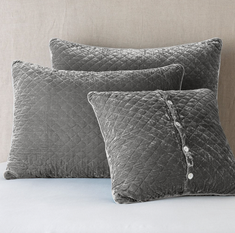 Silk Velvet Quilted Pillow Shams Bella Notte Linens Pearl Royal Stocked