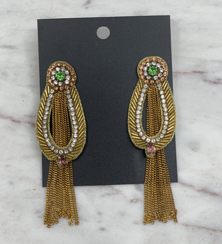Image of Oval Tassel Earring