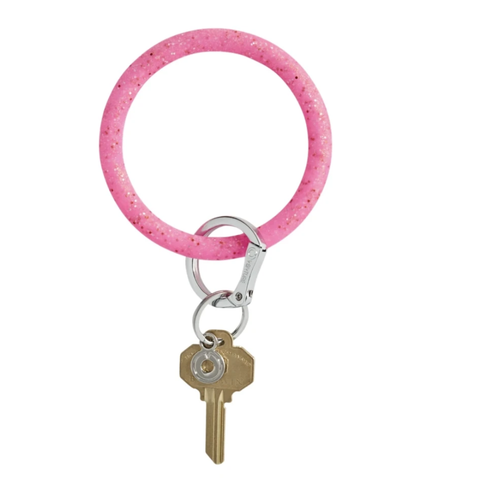 Image of Tickled Pink Confetti Silicone Big O Key Ring