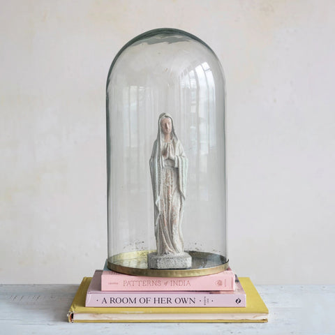 Image of Decorative Glass Cloche w/ Hammered Metal Base