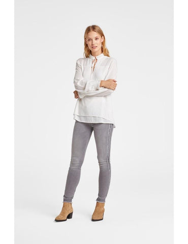 Image of Jacquard Blouse with Tie