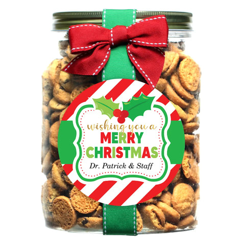 Image of Personalized Christmas Cookies- Merry Christmas Stripes