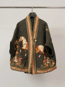 Floral Horse Quilted Jacket