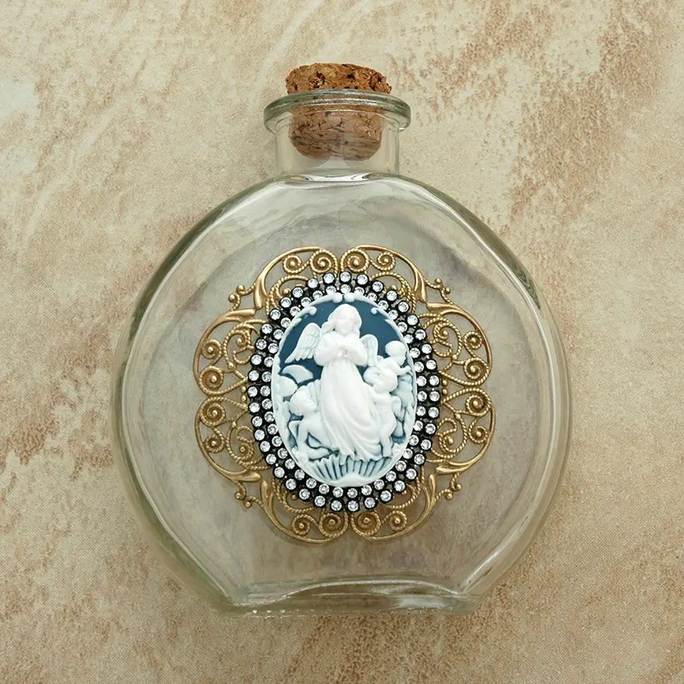 Vintage holy water bottle w/ cameo angel