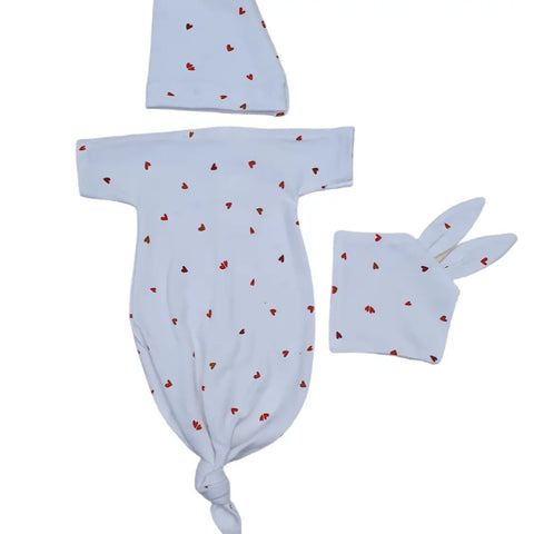 Image of Pyjamas Tie Nightcap and Cutie Hearts