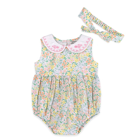Image of Francis Floral Baby Romper + Headband (Organic)