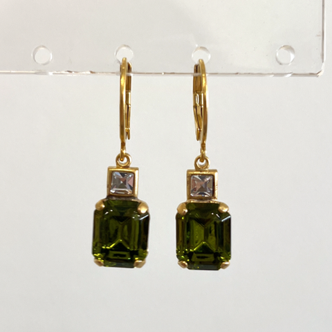 Image of Rectangular Crystal Earrings