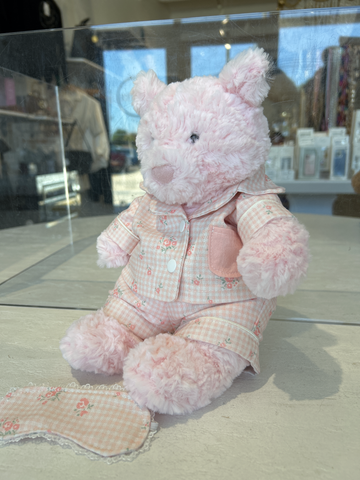 Custom Leola Bear Medium- Pink PJ's Eye Mask