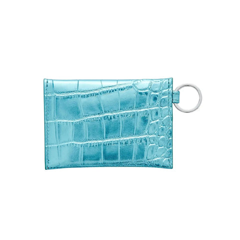 Image of O-ring Mini Envelope Wallet Blue Crocodile