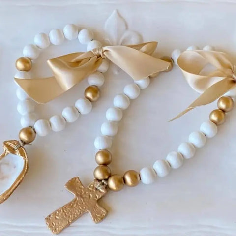 Image of Gold Gilded Cross  Blessing Beads