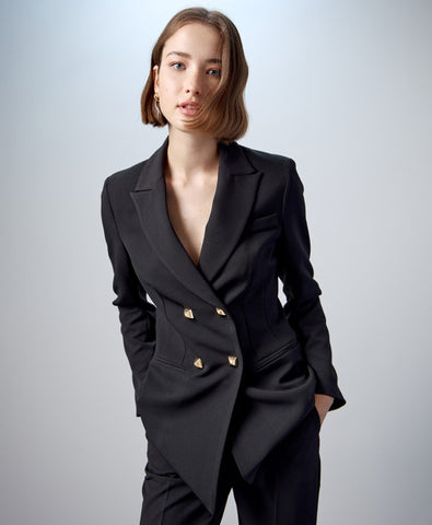 Image of Double-breasted blazer with studs
