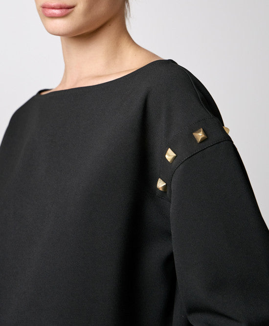 Cropped Studded Blouse Black