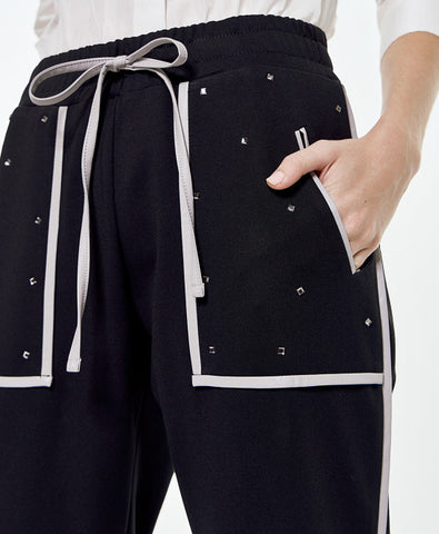 Image of Rhinestone Elastic Waist Pants