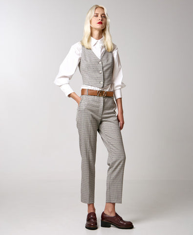 Image of Checked sequin-embellished pants