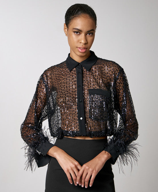 Sequin Feather Blouse