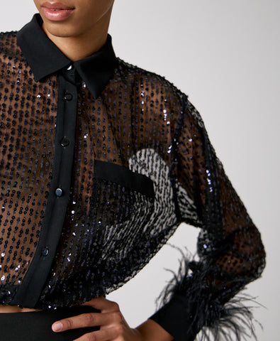 Image of Sequin Feather Blouse SALE
