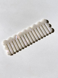 Scalloped Acetate Hair Comb Pearl