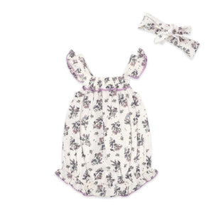 Vivian Floral Baby Romper + Headband (Organic)