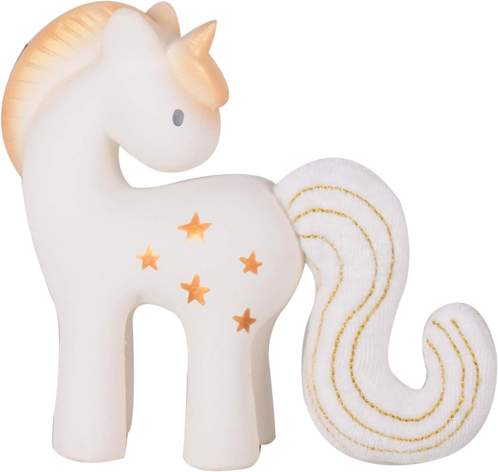Unicorn - Natural Organic Rubber Teether, Rattle & Bath Toy