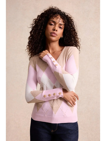Image of V-Neck Argyle Sweater