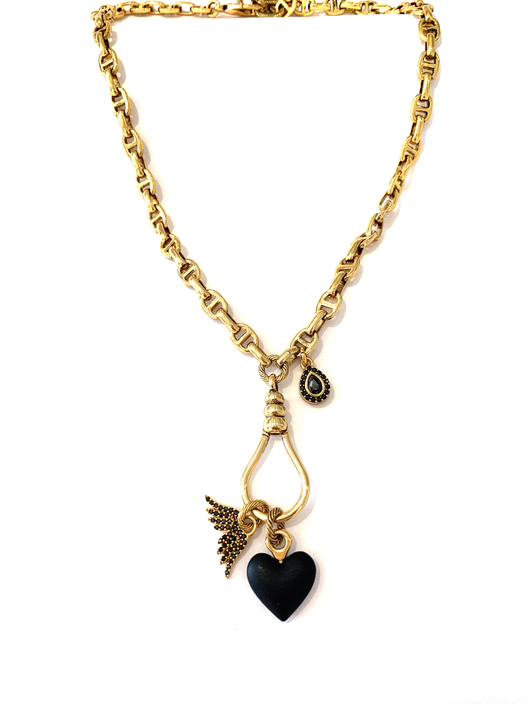 Shira Wing and Heart Necklace