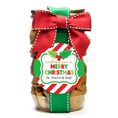 Image of Personalized Christmas Cookies- Merry Christmas Stripes