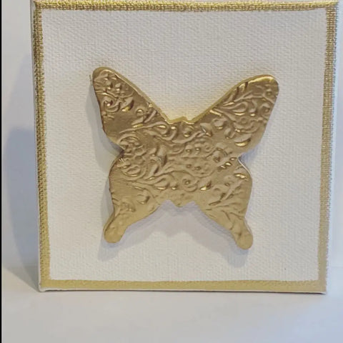 Hand Gilded Butterfly Canvas Art