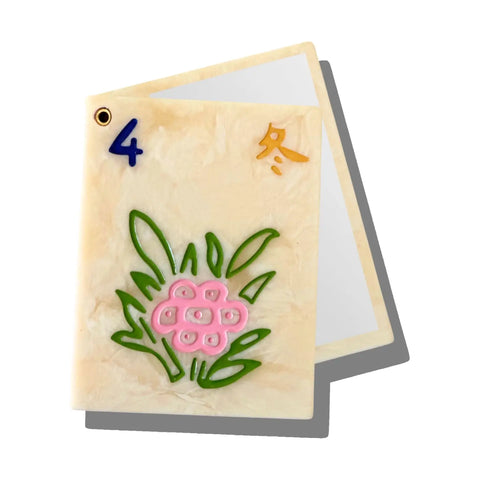 Image of Hand-Painted Flower Mahjong Compact Mirror | Eco-Friendly